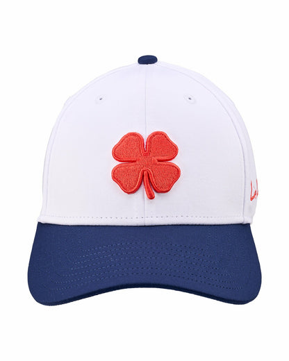 Black Clover White and Navy Blue Premium Clover Hat For Golf and Lifestyle