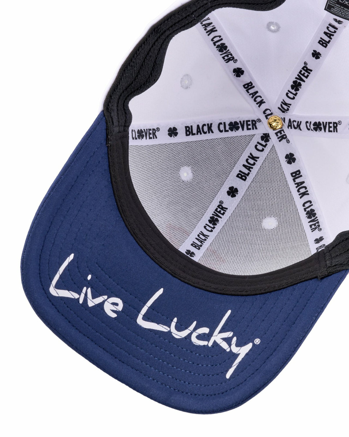 Black Clover White and Navy Blue Premium Clover Hat For Golf and Lifestyle