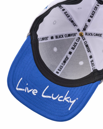 Black Clover Blue and White Premium Clover Hat for Golf and Lifestyle