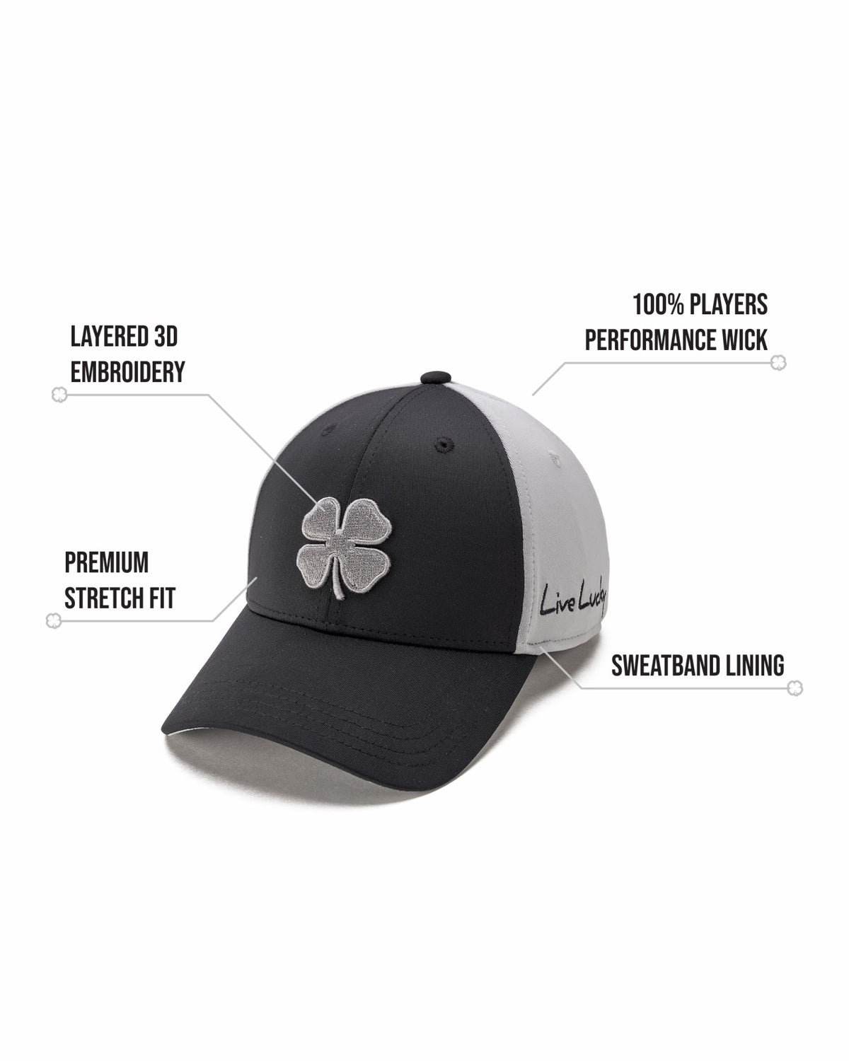 Black Clover Grey and Black Premium Clover Hat for Golf and Lifestyle