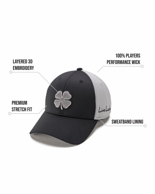 Black Clover Grey and Black Premium Clover Hat for Golf and Lifestyle