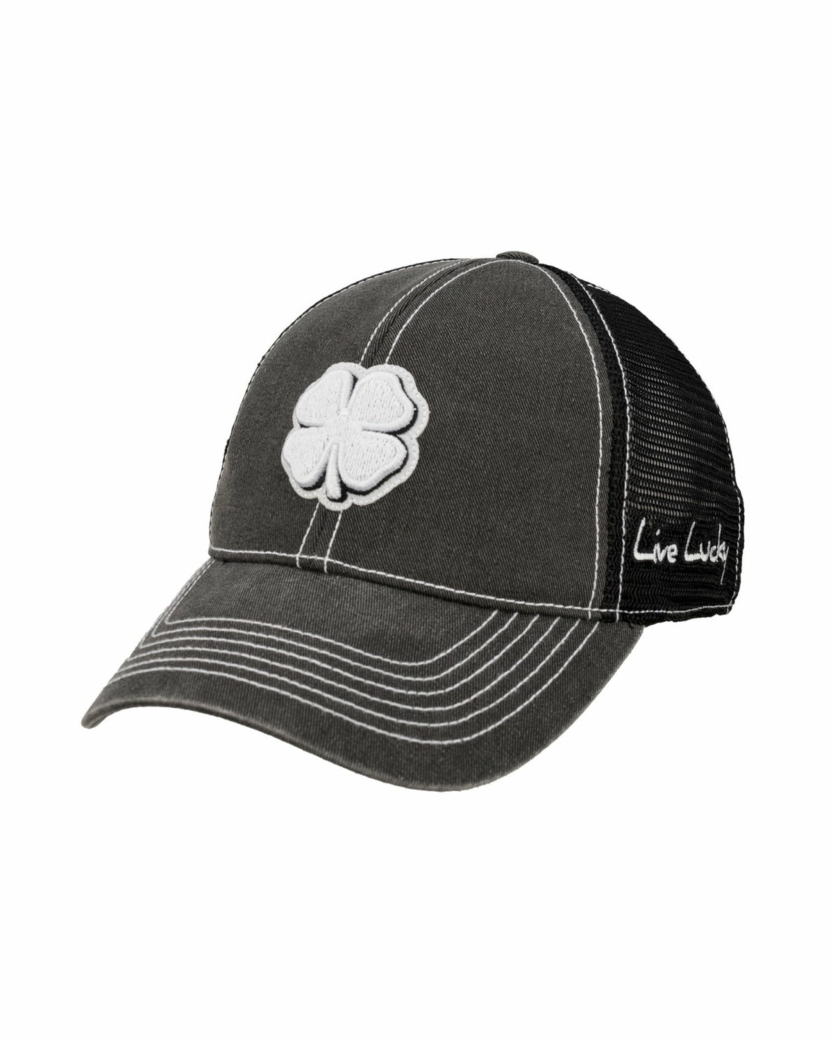 Black Clover Vintage Two-Tone Black Golf Hat with Black Mesh