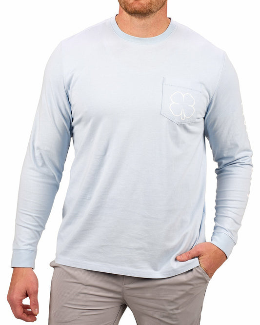Black Clover Retro Long-Sleeved Light Blue Graphic T-Shirt